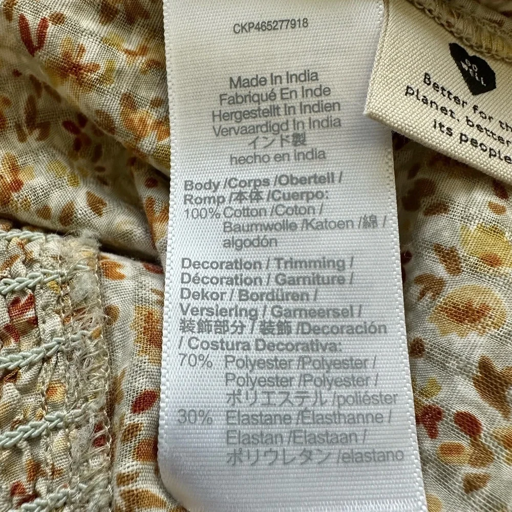 NWOT Madewell Hopewell Puff-Sleeve Crop Top in Cottage Garden
